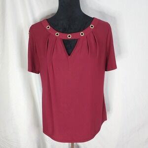 Vtg 90s PERSEPTION CONCEPT Size Medium Pleated Rhinestone Slit Sleeve Blouse EUC